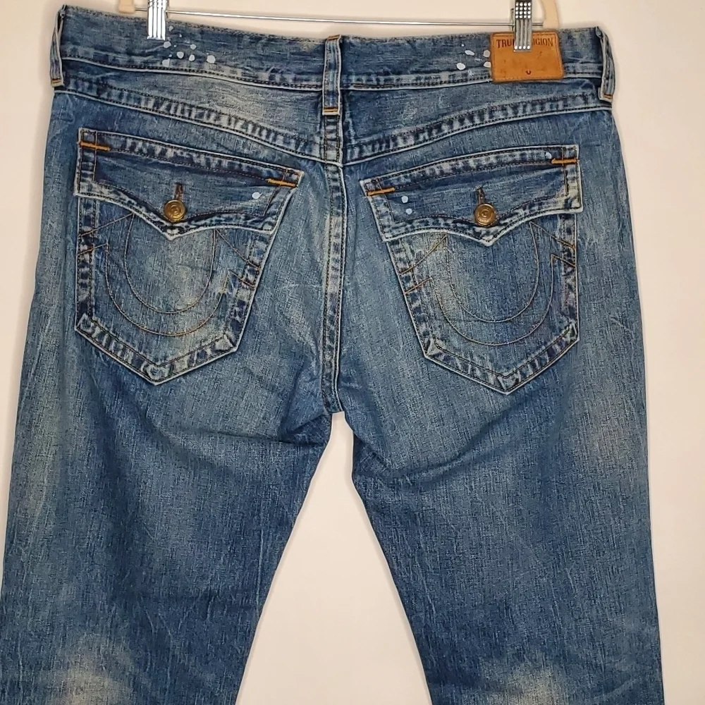 True Religion Geno Relaxed Slim Jeans Men's‎ Size 40 Button Flap Back Pockets